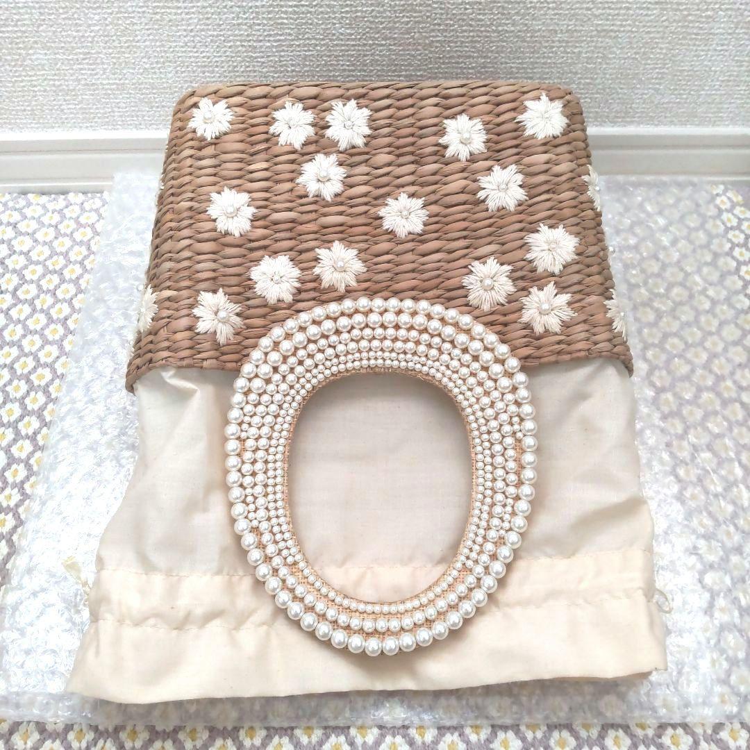 【美品】【anatelier・アナトリエ】花刺繍・パール付き・かごバッグ anatelier アナトリエ フラワー刺繍 パール かごバッグ - メルカリ