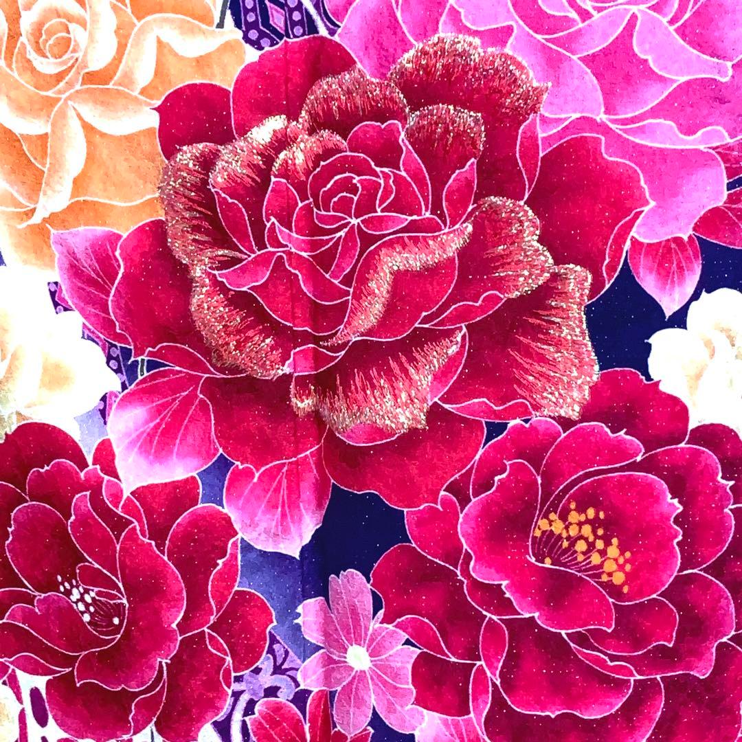 【極美品】振袖 7点セット やまと誂製 花柄 バラ ラメ入り 身丈159cm 【極美品】振袖 7点セット やまと誂製 花柄 バラ ラメ入り 身丈159cm