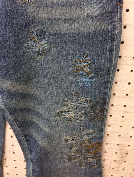 Y2K 古着 ChangRunlai お花刺繍 ストレッチデニムジーンズ
