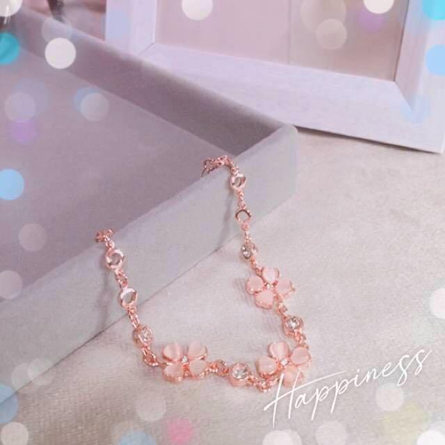 ブレスレット ピンクゴールド フワラー 可愛い