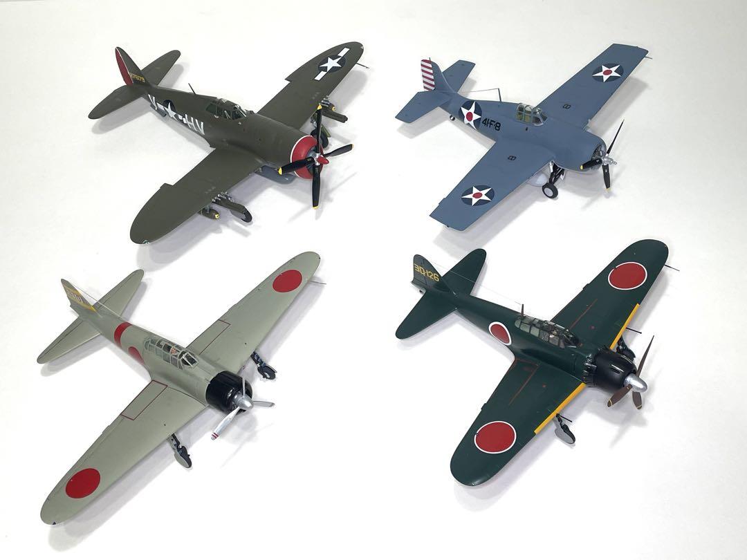 日米第二次世界大戦　戦闘機プラモデル4機セット