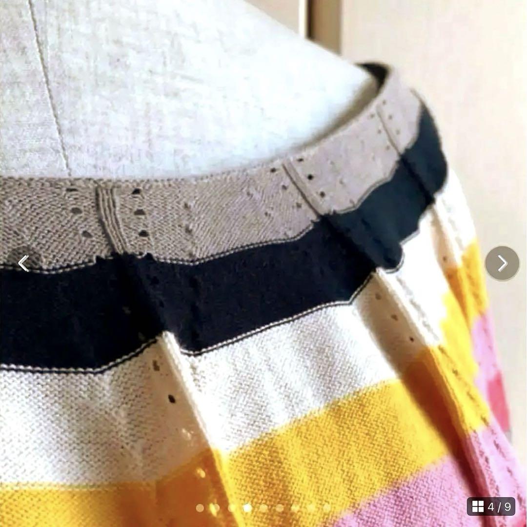 SONIA RYKIEL イタリア製 ボーダー柄 コットンニットトップス 38