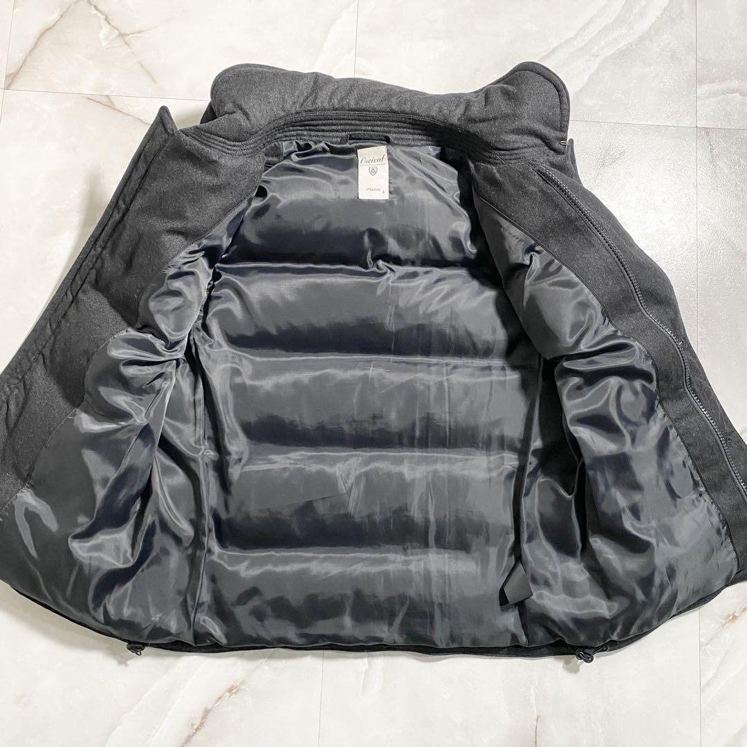 B15160 美品 オーシバル　ウールフランネル　ダウンベスト　チャコール　4 B15160 美品 オーシバル ウールフランネル ダウンベスト