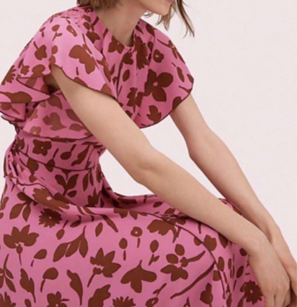 ✨タグ付き✨ケイトスペード スプラッシュフラッタースリーブドレス ワンピース 8 Kate Spadeスプラッシュフラッタースリーブワンピース 花柄