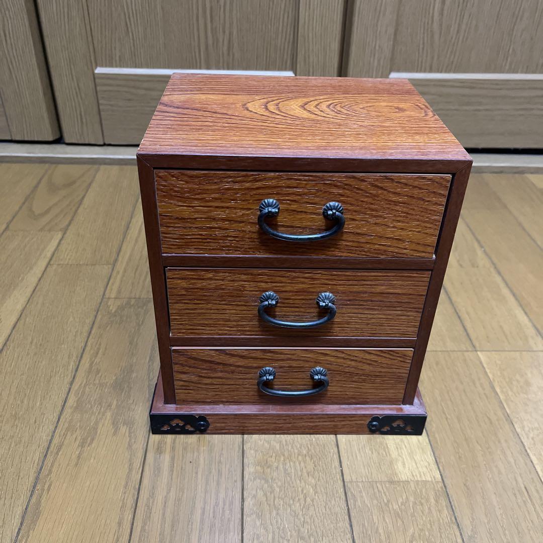 可愛い 桑材 小箪笥 引き出 小物入 和家具(LC335) タンス 木製 ミニチェスト 二段 二引 和風 卓上 箪笥 2段