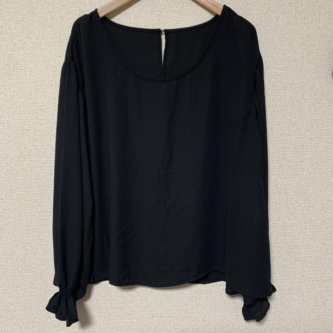 プルオーバーブラウス★黒★L〜LLサイズ 画像1