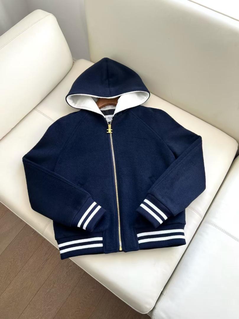 ♡大人気 美品♡【本日発送】CELINEネイビー フード付き スタジャン