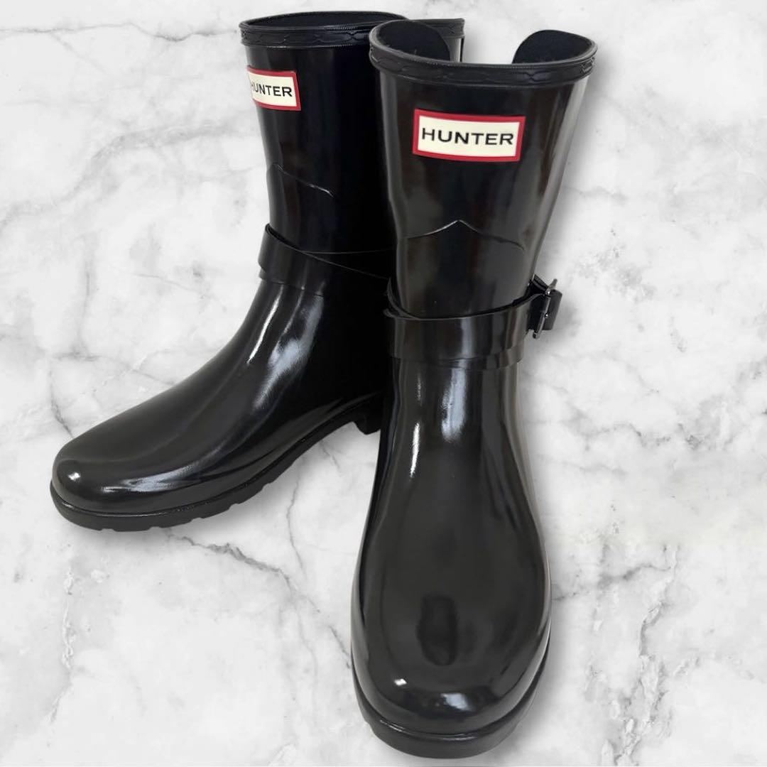 【極美品】HUNTER ハンター 23.0 アンクルブーツ ショートブーツ 防水 極美品】HUNTER ハンター 23.0 アンクルブーツ ショートブーツ 防水