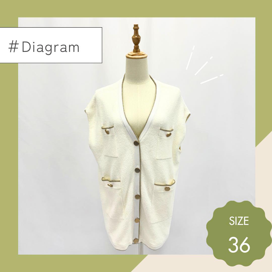 Diagram(ダイアグラム） ホワイト ニットベスト 7号