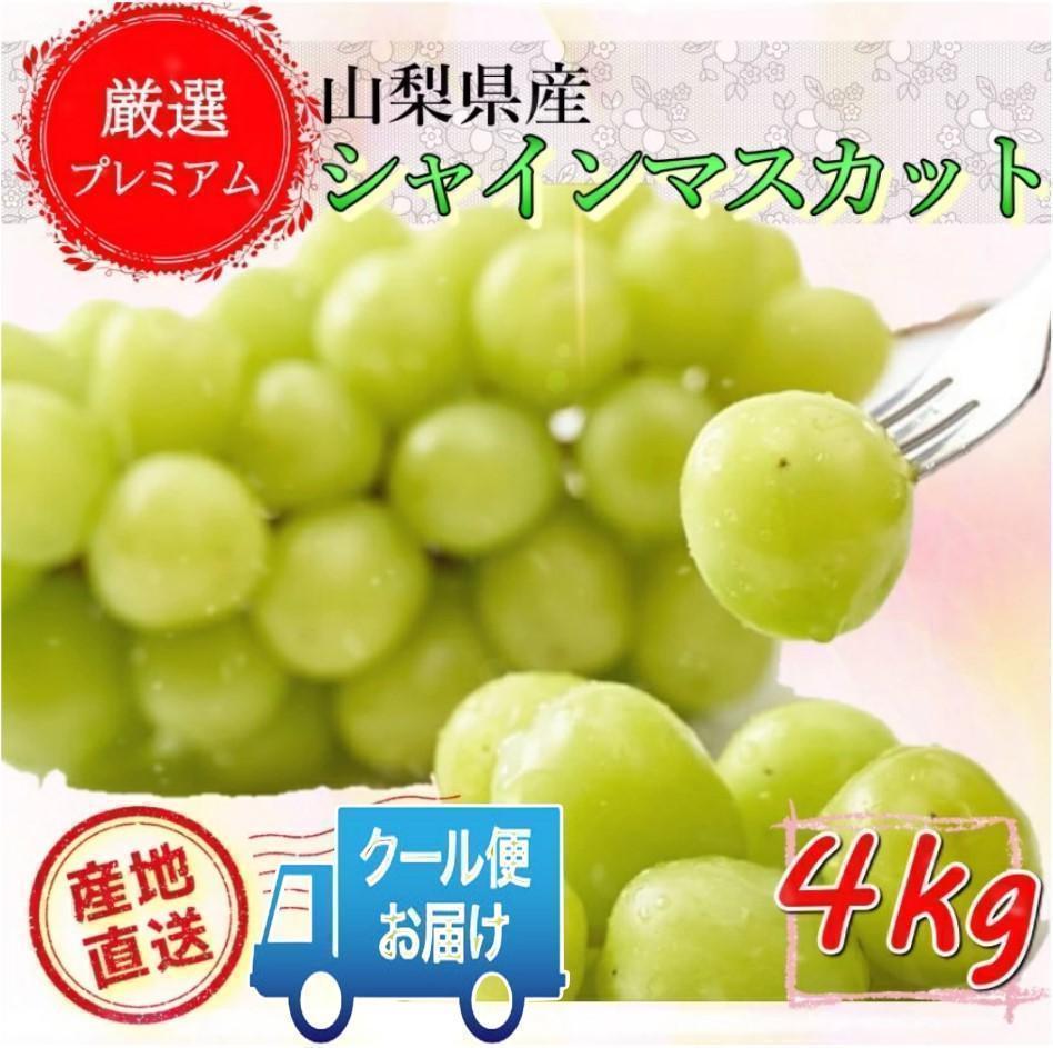 ギフト 秀品 クール便発送 山梨県産 大粒 シャインマスカット 4kg 6~7房 - メルカリ ギフト 秀品 クール便発送 山梨県産 大粒 シャインマスカット 4kg 6~7房 - メルカリ