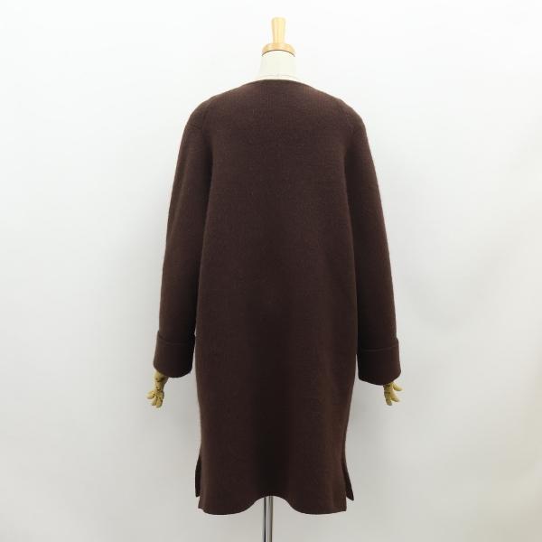 B4062■セブンアイディコンセプト アンゴラ混 ニット ノーカラーコート 38