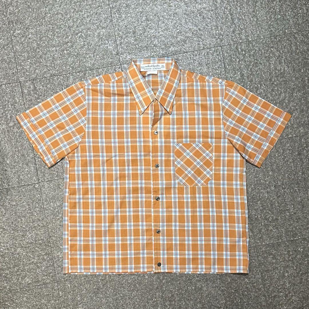 90s ユーロ古着　短丈　ボックスカット　半袖　チェック　シャツ　cityboy