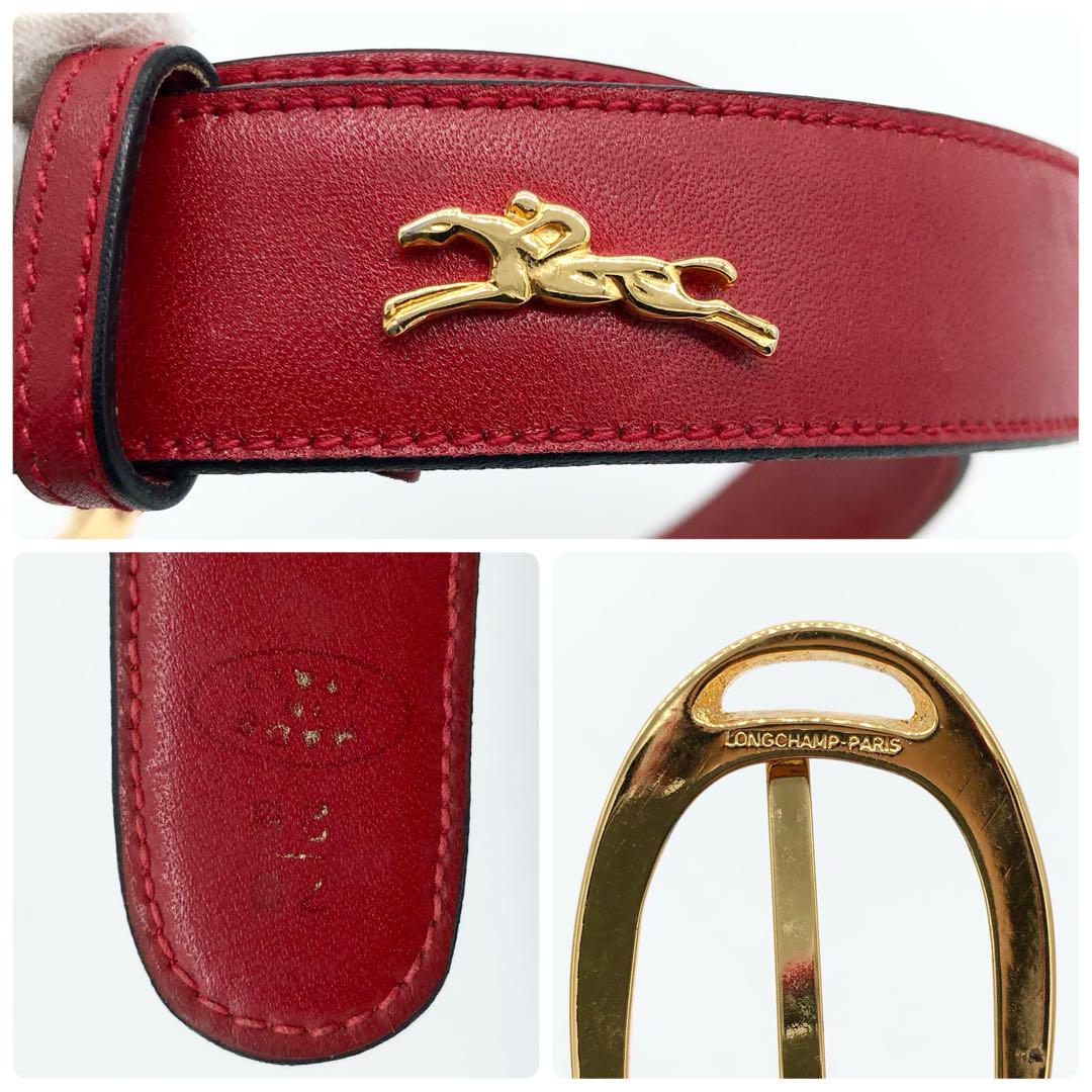 LONGCHAMP 赤 レザー ベルト LONGCHAMP 赤 レザー ベルト