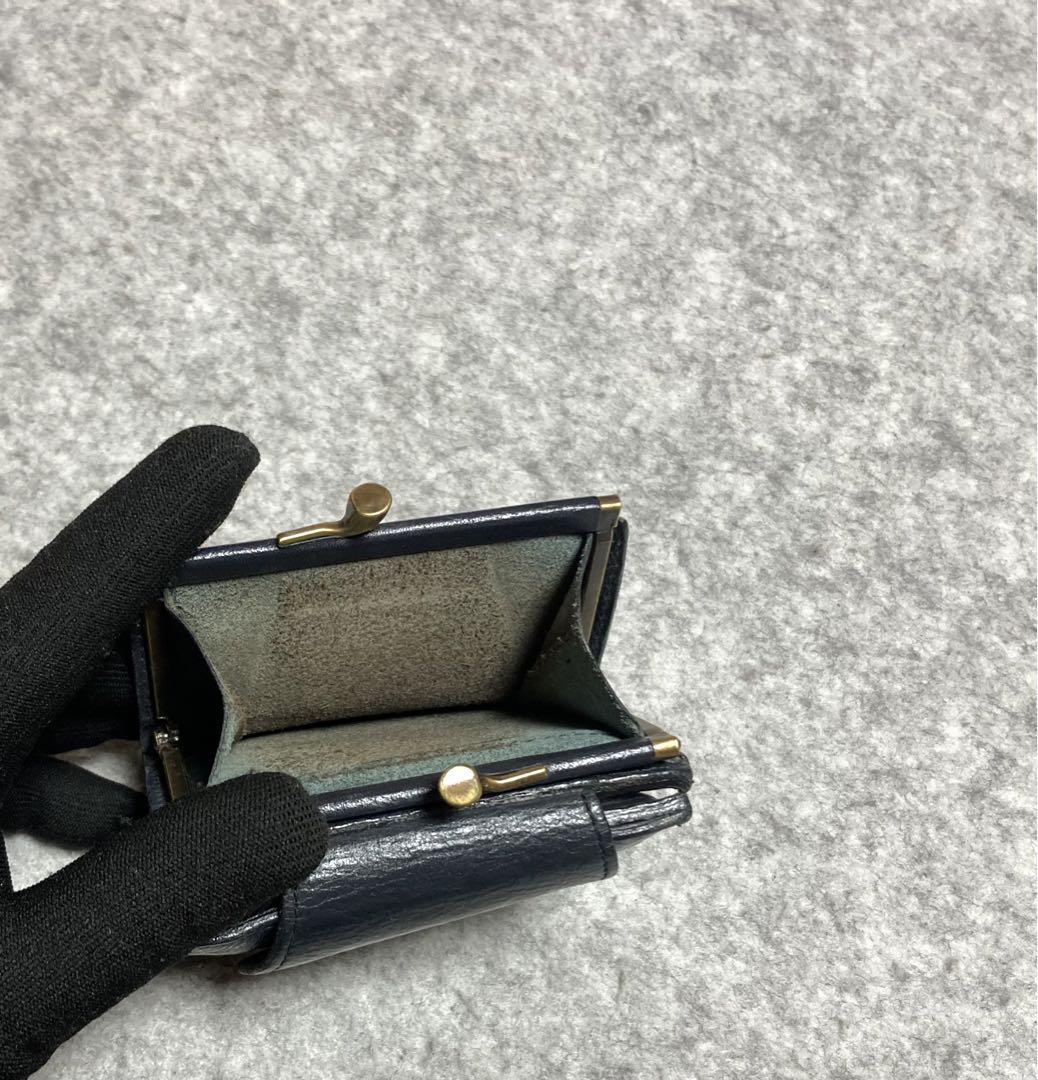 ネイビー｛イルビゾンテ｝折り財布,がま口,メンズ,レディース(42S)