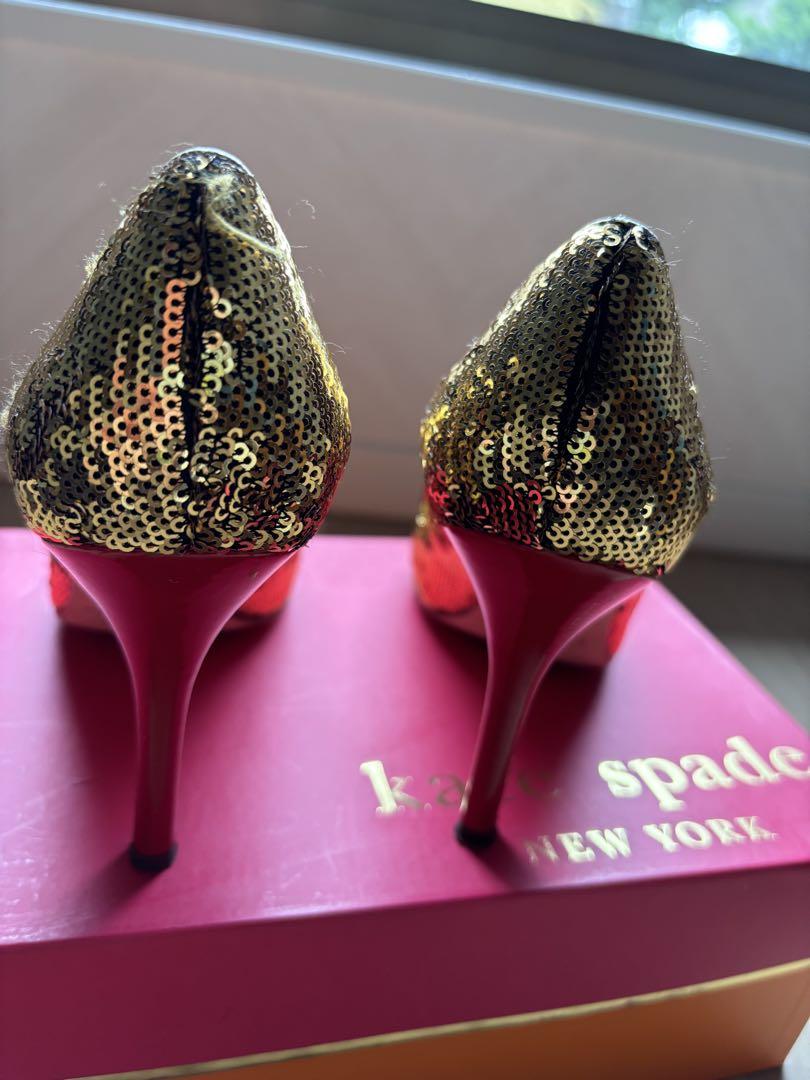 kate spade ゴールド スパンコール ハイヒール 7