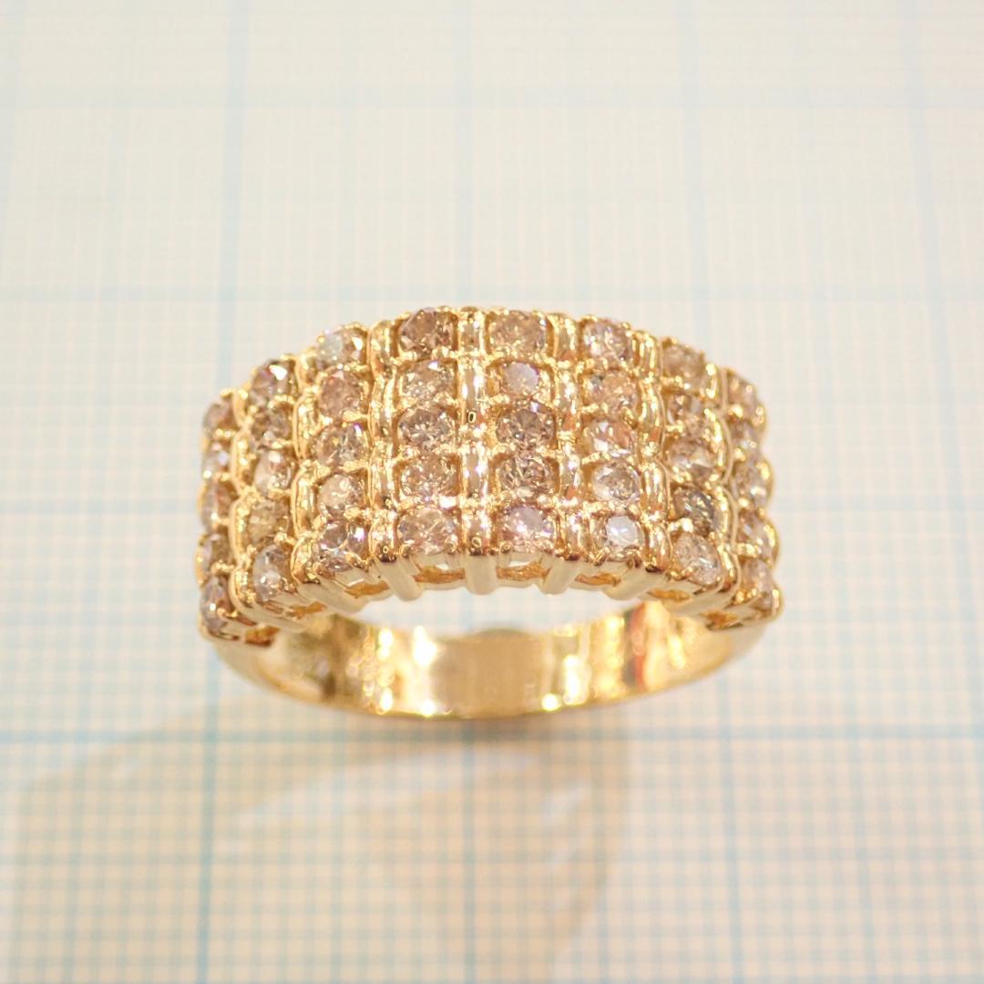 豪華 □K18YG ダイヤモンファッションリング D:1.02ct□ボリューム アクセサリー