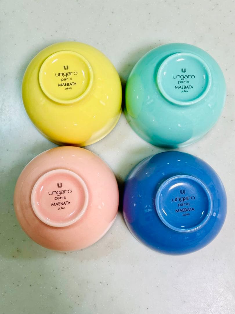 ungaro ウンガロ・前畑陶器　湯呑茶碗　4客 色変わり/絵変わり 2025年最新Yahoo!オークション -ウンガロ 食器(和食器)の中古品