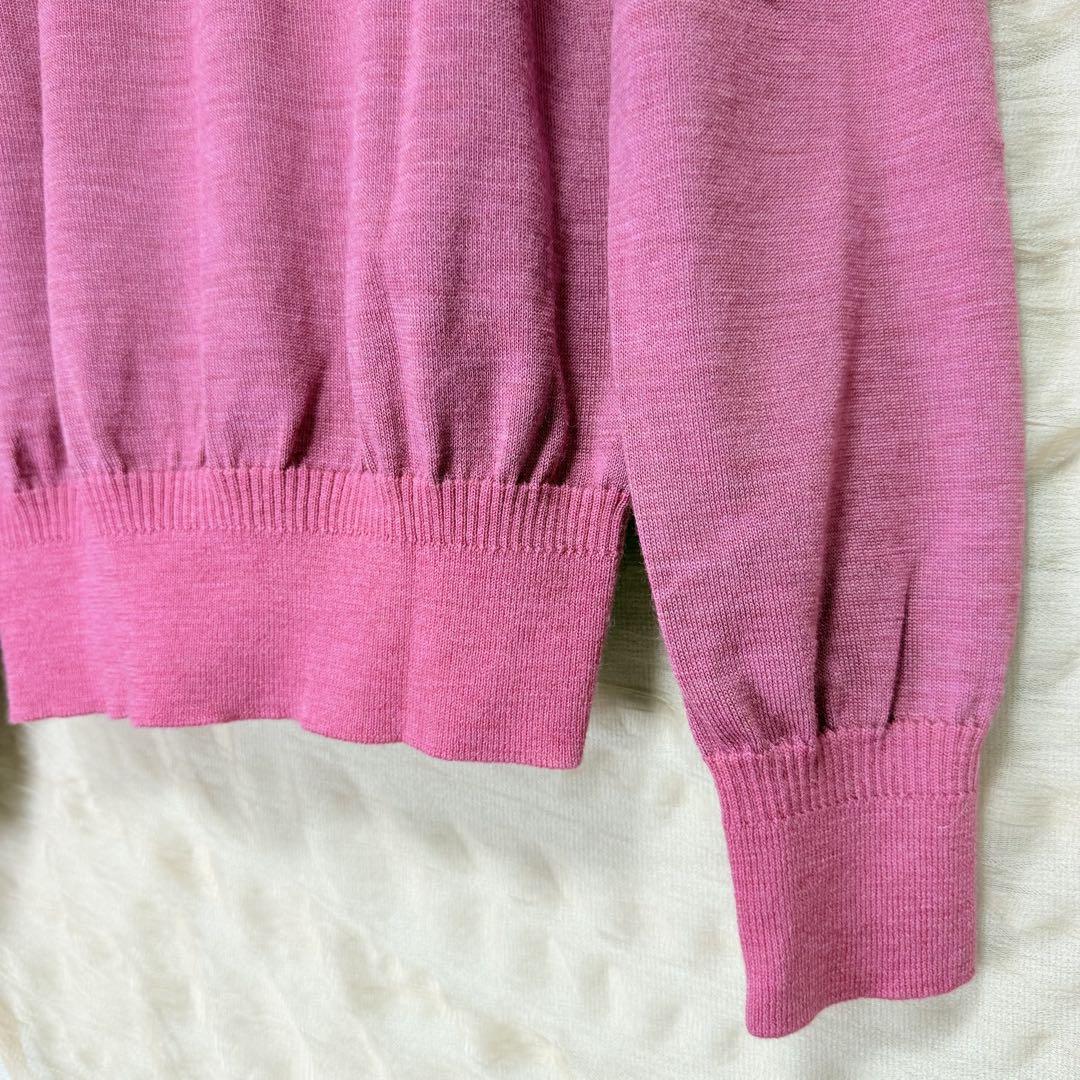 ✨美品✨ マンシグウェア 【L】ニット ピンク 洗える ウール 派手色 日本製