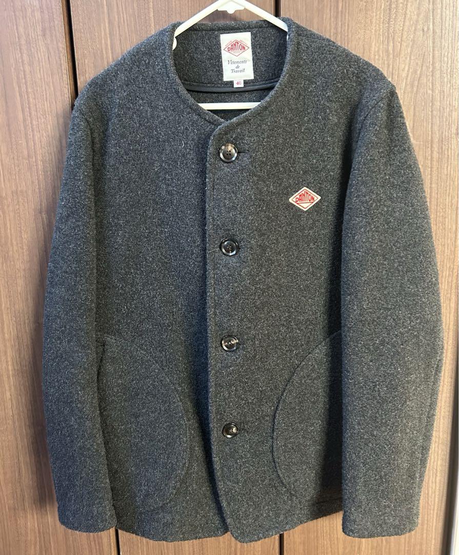 danton ノーカラーコート ウールモッサ