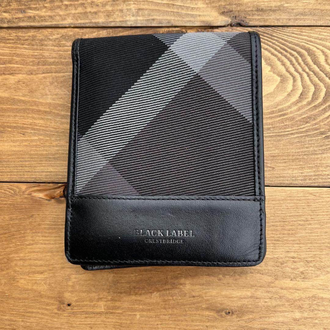 BLACK LABEL CRESTBRIDGE チェック　折り財布　ブラック