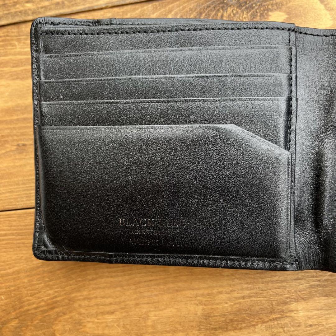 BLACK LABEL CRESTBRIDGE チェック　折り財布　ブラック