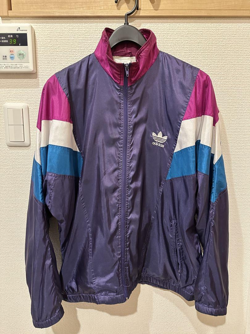 adidas ナイロンジャケット 紫 ピンク 青