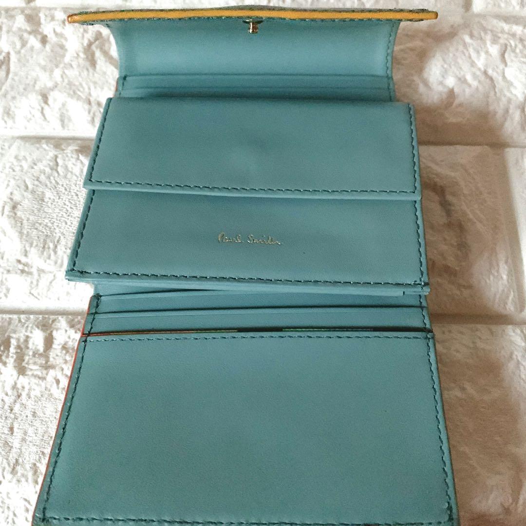 極美品】PaulSmith ポールスミス 3つ折り財布 カラードエッジ ブルー