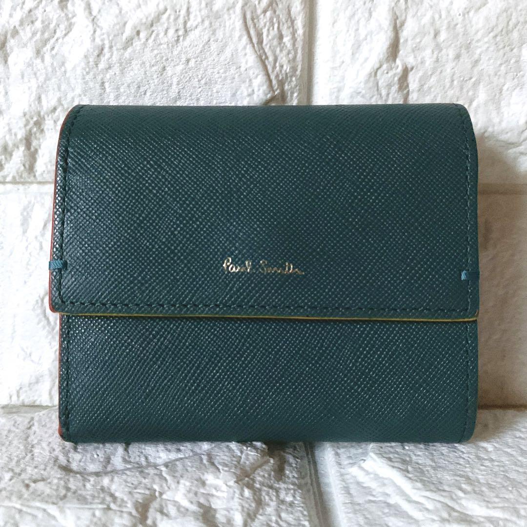 極美品　ポールスミス　カラードエッジ3つ折り財布 極美品】PaulSmith ポールスミス 3つ折り財布 カラードエッジ ブルー
