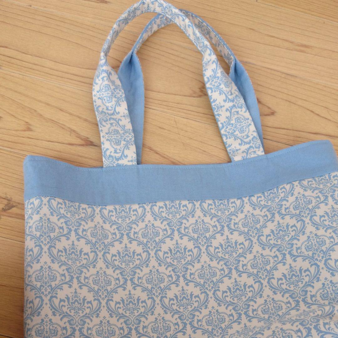 ハンドメイド ダマスク柄トートバッグ