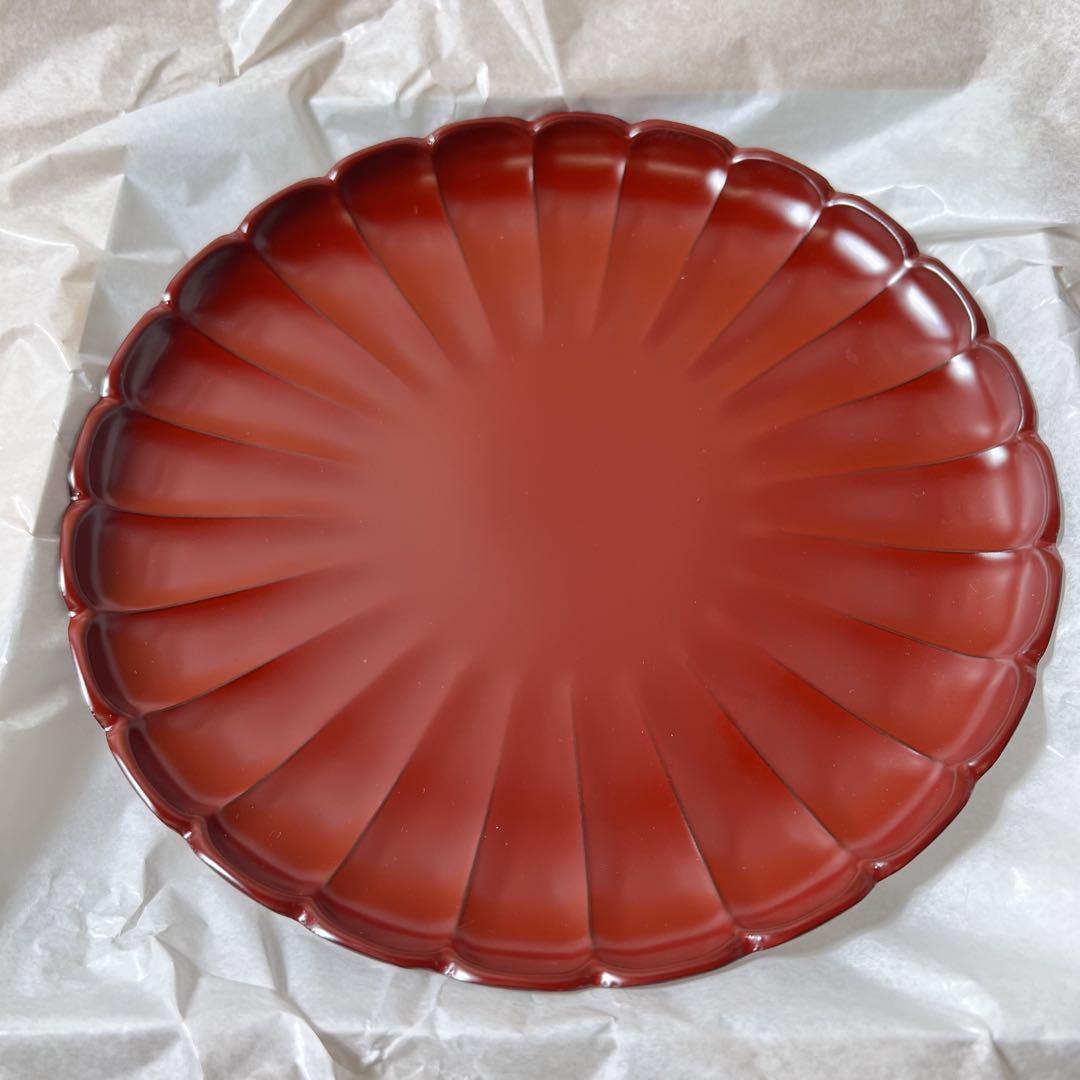 宮内庁御用達 漆器 漆器 山田平安堂 菊皿 21cm 未使用品 箱あり