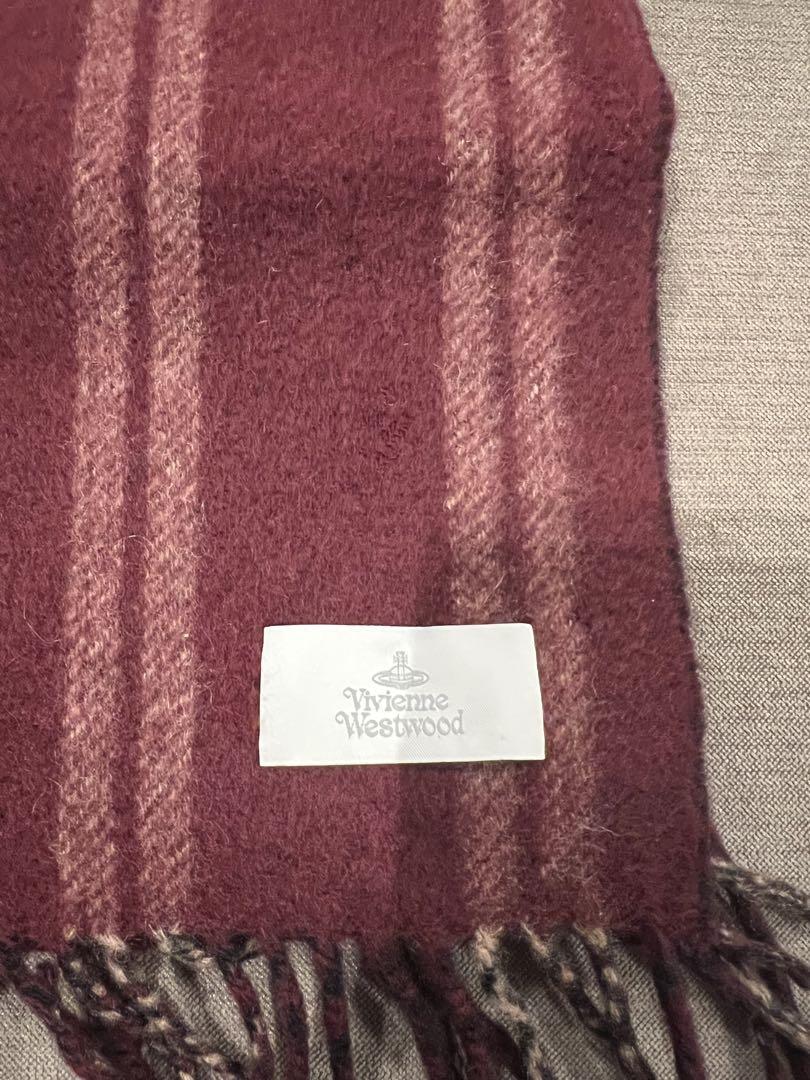 Vivienne Westwood カシミヤ　マフラー 黒　ワインレッド