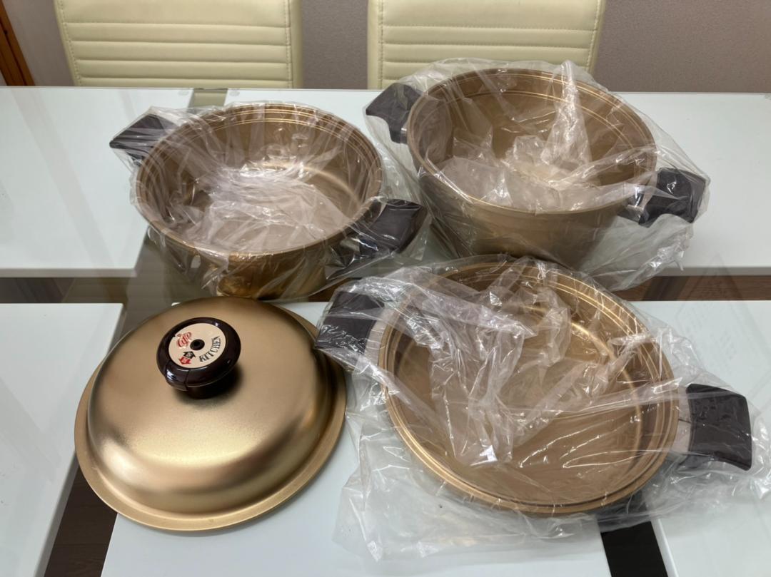 【未使用品】　しばのキッチン鍋　ゴールドシリーズ　4点セット