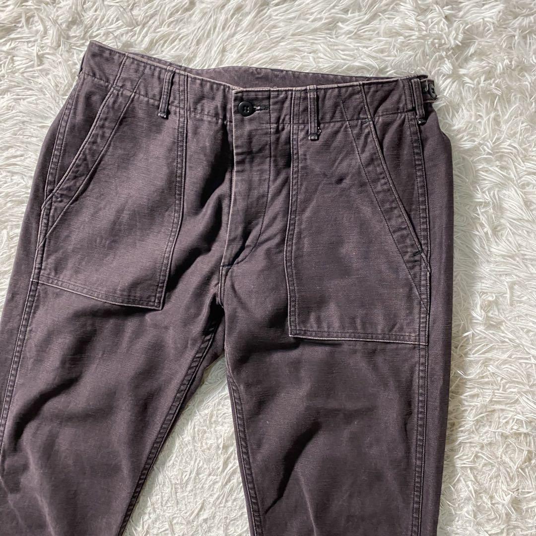 【美品】オアスロウ　ワークパンツ　ファティーグ　ブラック ストーンウォッシュ　L