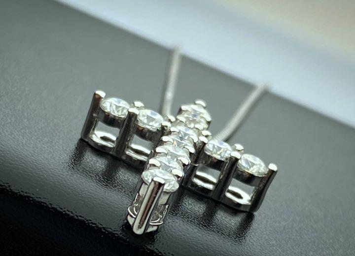 数量限定お得 鑑定済 クロスネックレスsilver925プラチナ加工 HeMqt-m67197779463 高品質モアサナイト SALE最新作