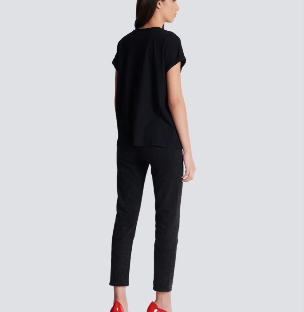 BALMAIN クロップドTシャツ 黒 美品 BALMAIN ブラック クロップド Tシャツ M最 安 価格