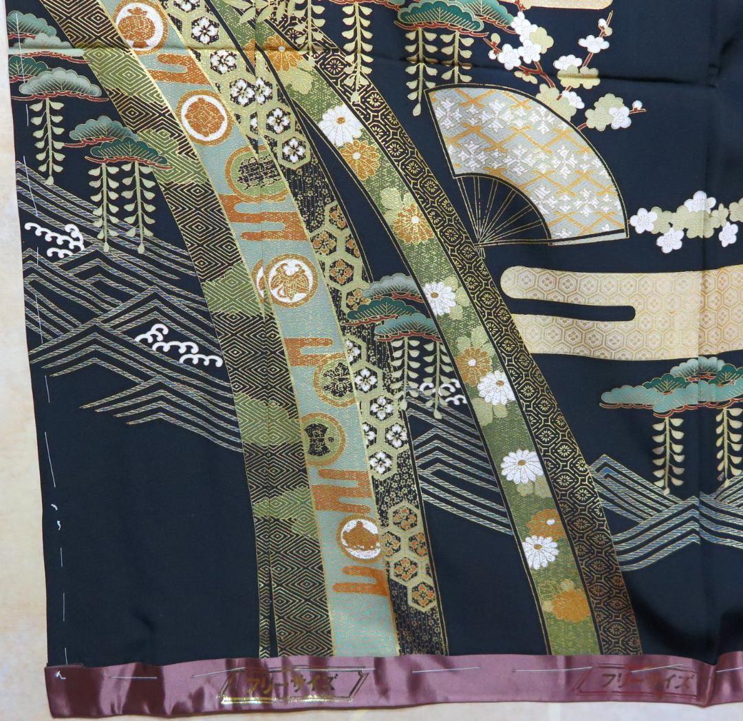 IS331 黒留袖 金糸銀糸 刺繍 ムクドリつがい 落款共八掛正