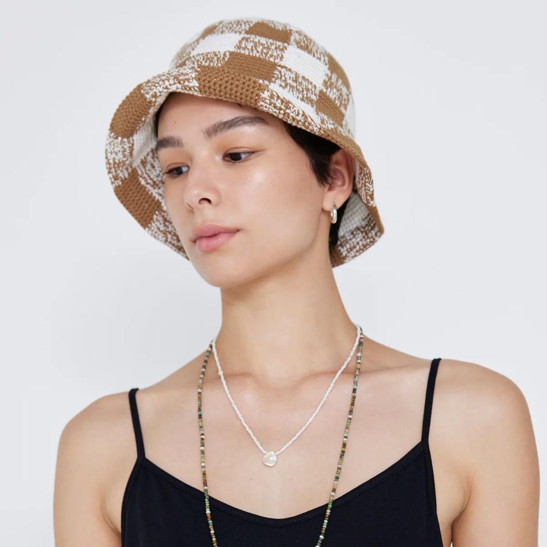 Searoomlynnシールームリンギンガムクロシェハット未使用 サンド