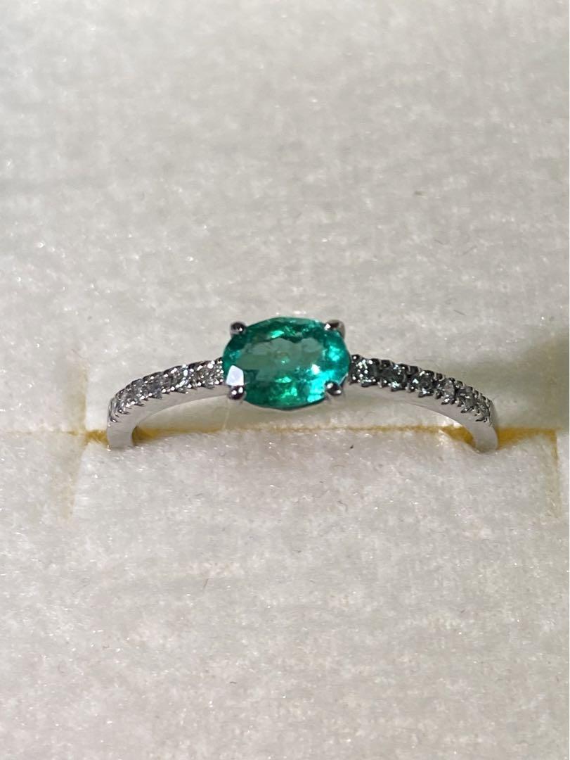 11.5号 カボションカットエメラルド 4.04ct ダイヤモンド 計0.97