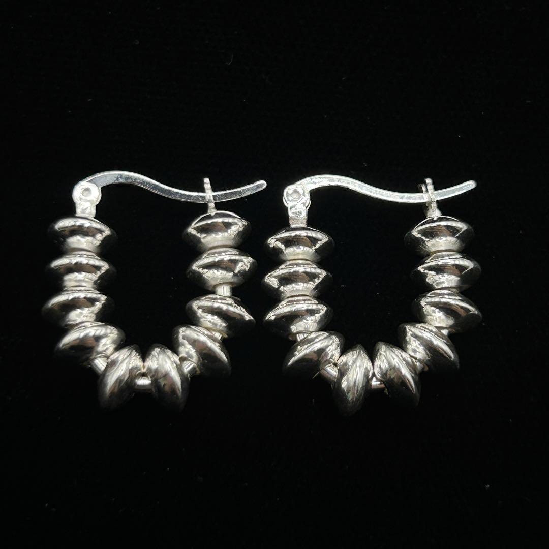 シルバー925 Silver トゲデザインフープピアス/軽研磨仕上げ/両耳