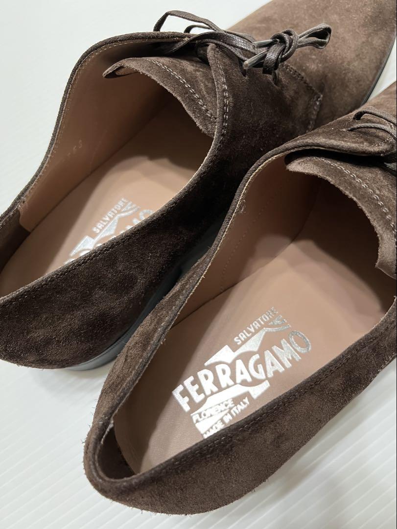 新品Ferragamo スウェード 茶系 レースシューズ サイズ7 メンズ靴