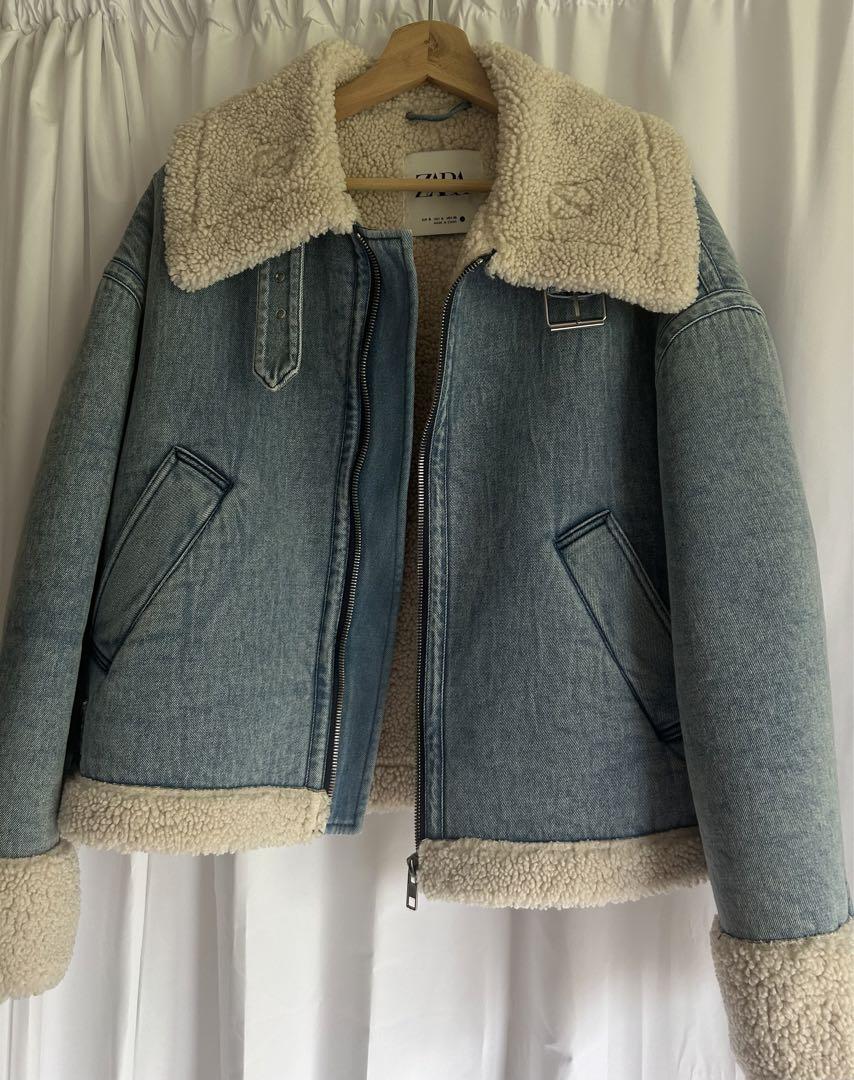 ZARA】ZW COLLECTION フェイクボア ライダースジャケット
