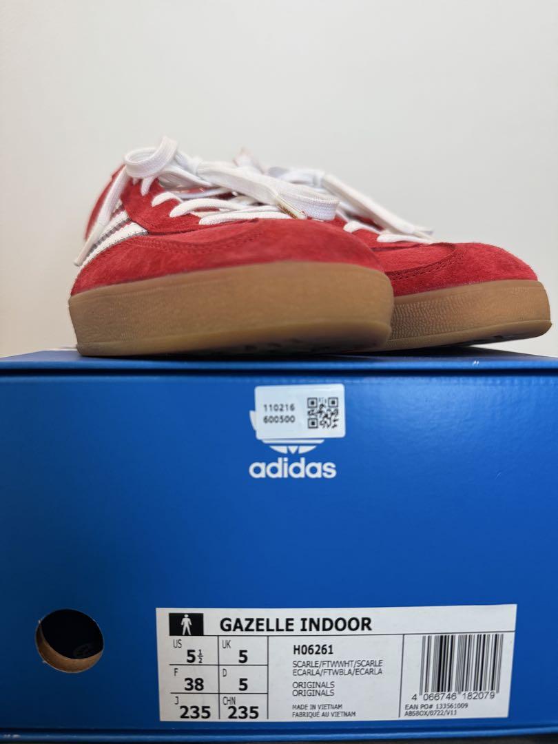adidas GAZZELE INDOOR 23.5cmスカーレット レッド 赤
