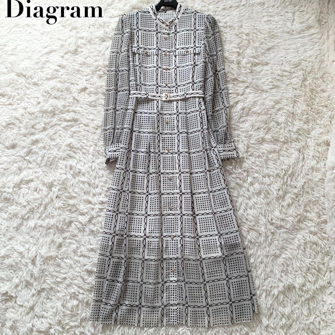 未使用級✨ダイアグラム 25ss チェーンチェックプリント ワンピース キャミ付