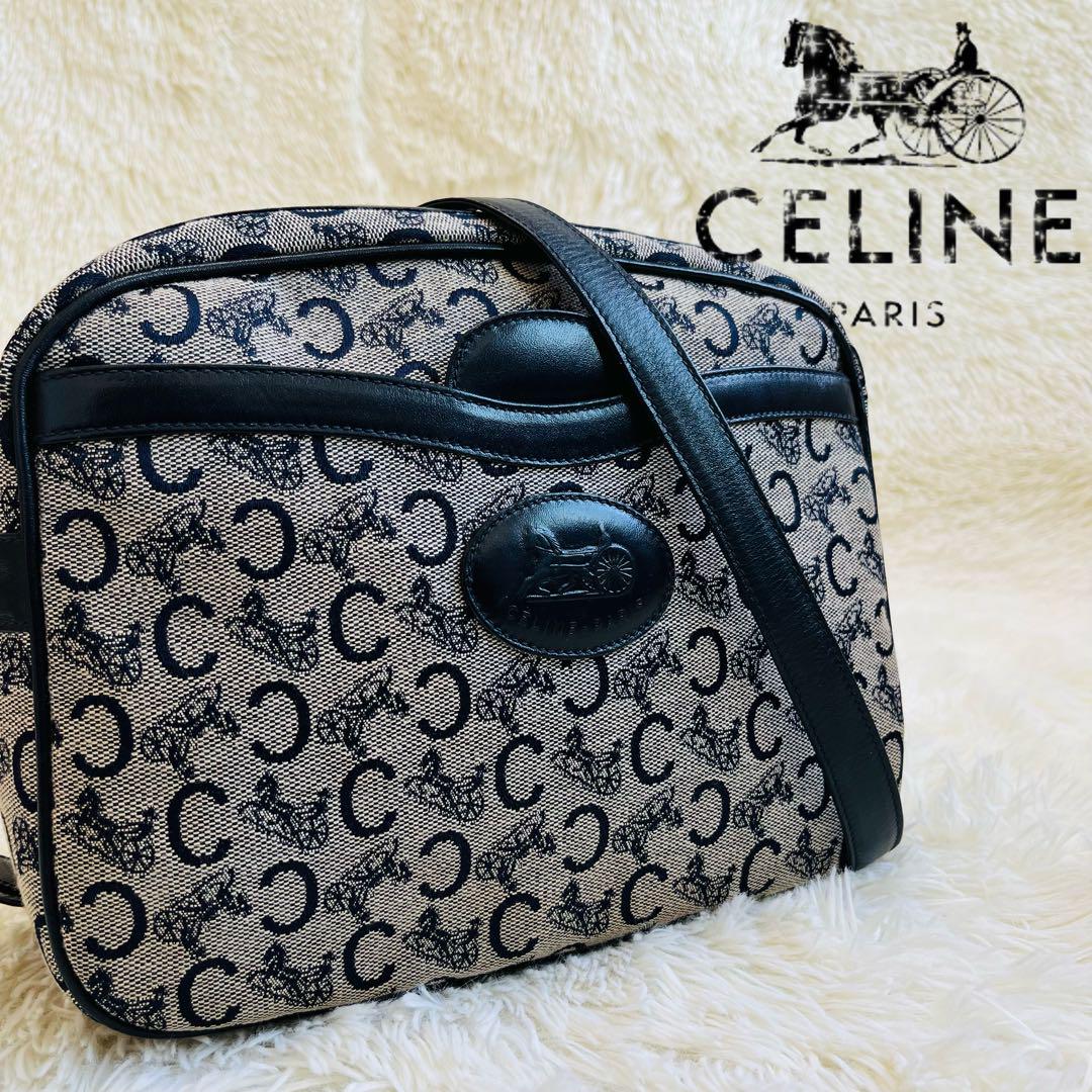 CELINE セリーヌ　Cマカダム Cサルキー ショルダーバッグ　馬車柄　レザーたて21