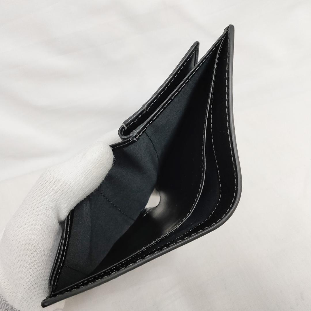 ○☆新品 未使用 Fico 2つ折り財布 定番折財布 カードフラップ付 黒
