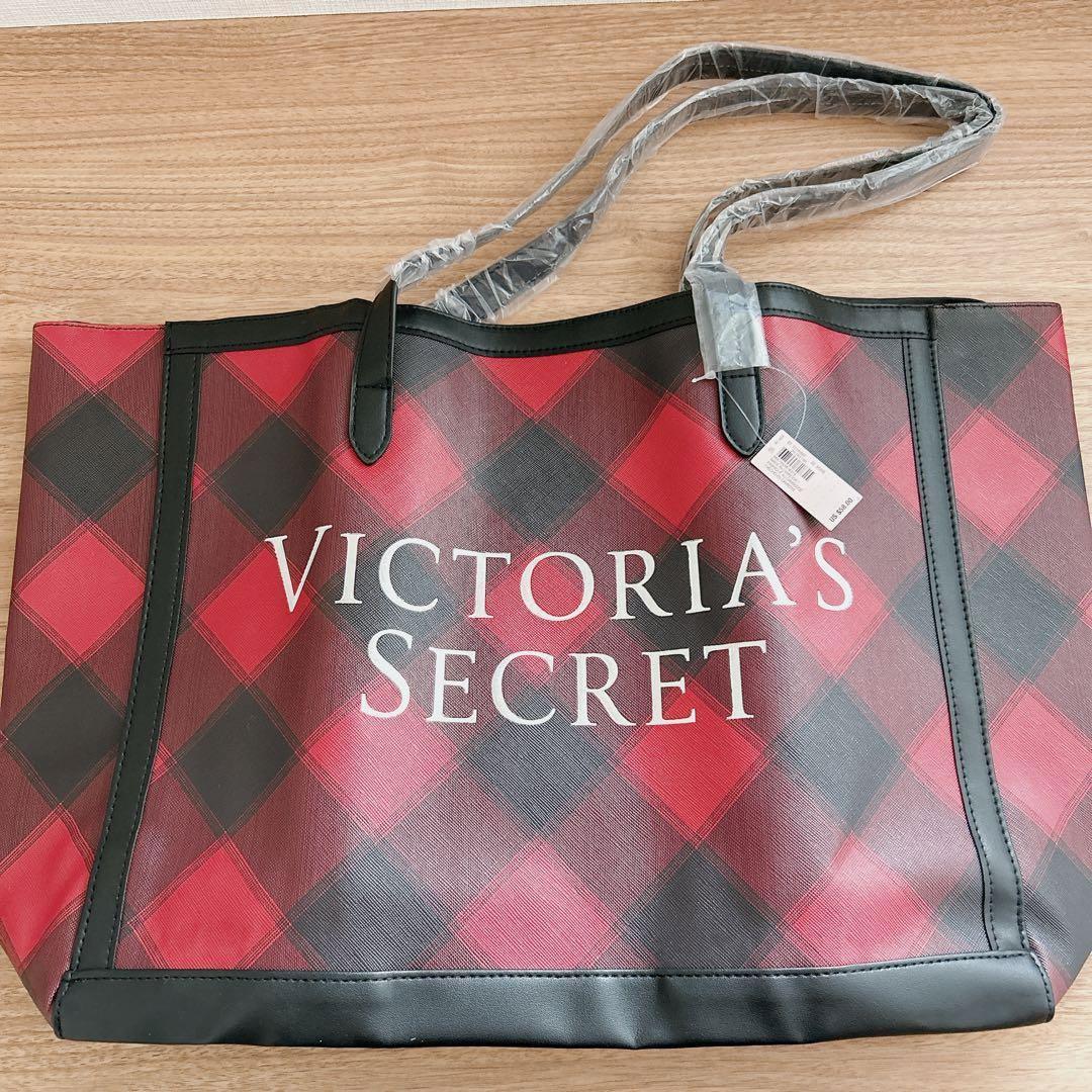 ☆Victoria's Secret☆ 赤いチェック柄 トートバッグ ヴィクトリアズシークレット トートバッグ チェック柄 赤 レッド