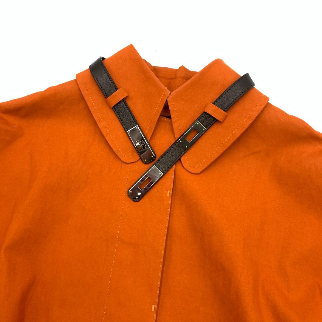 HERMES エルメス 裏地 リボン柄 ゴム引き ステンカラーコート