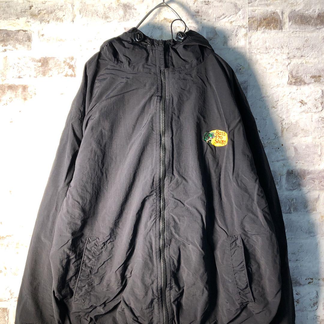 【ヴィンテージ】ロゴワッペン　ナイロトラックジャケット　黒古着used AS26
