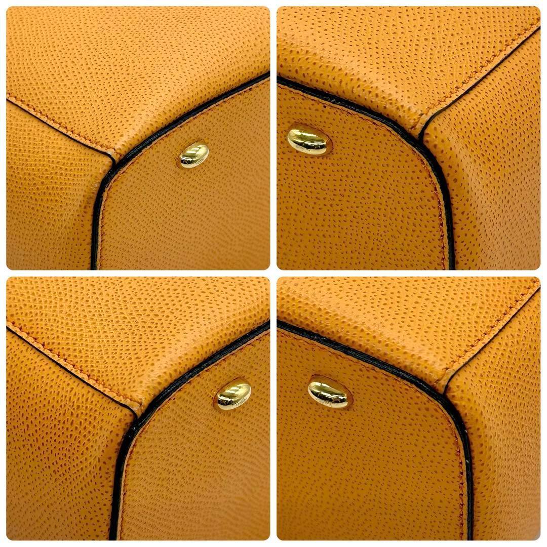 極美品 CELINE セリーヌ ハンドバッグ レザー オレンジ スクエア
