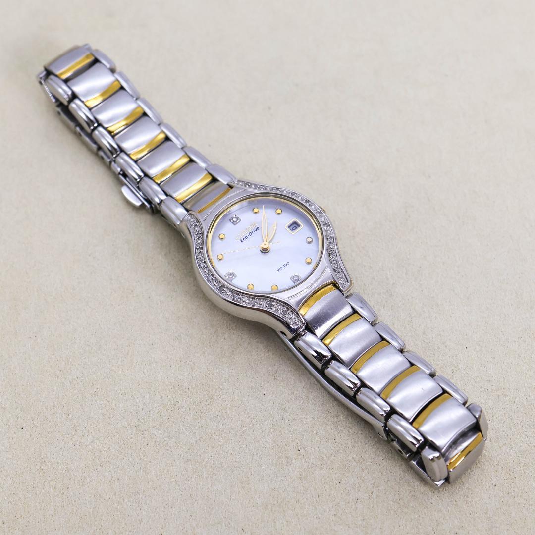 ◆稼働 CITIZEN Eco-Drive 腕時計 ソーラー シェル ダイヤ r